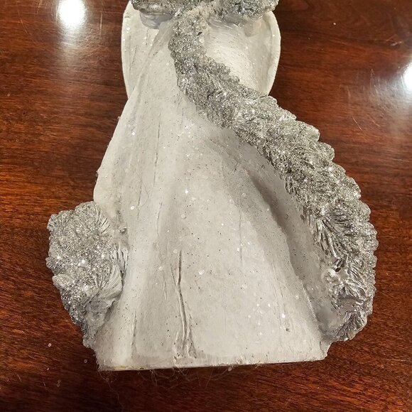 Vintage Transpac Silver Glitter Angel Figurine Handcrafted Resin Holiday Décor - Picture 7 of 8